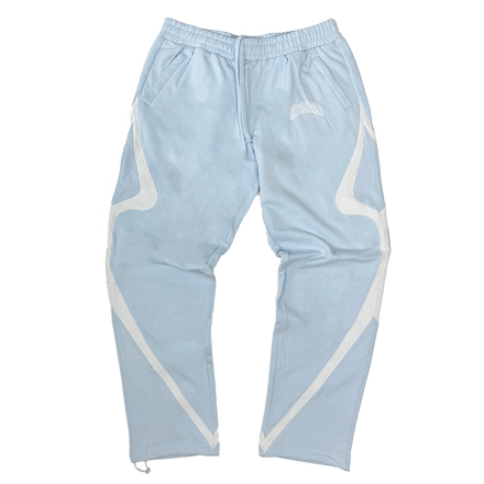 ICY Blue JERSEY Pants - front view with logo - TIMIDSOULS® premium streetwear"