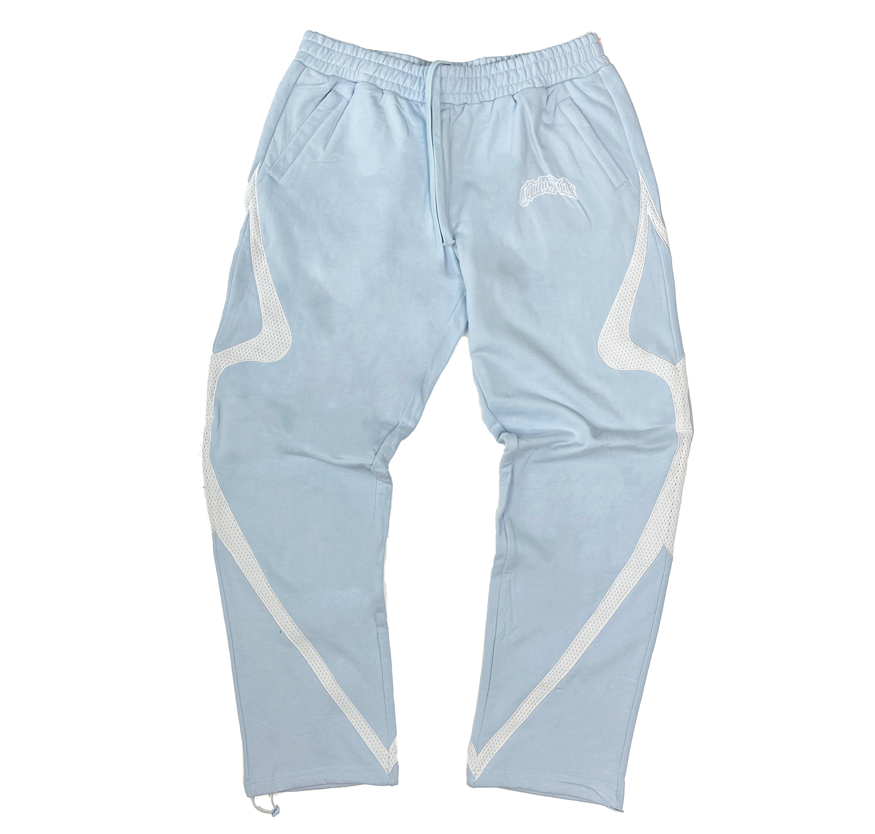 ICY Blue JERSEY Pants - front view with logo - TIMIDSOULS® premium streetwear"