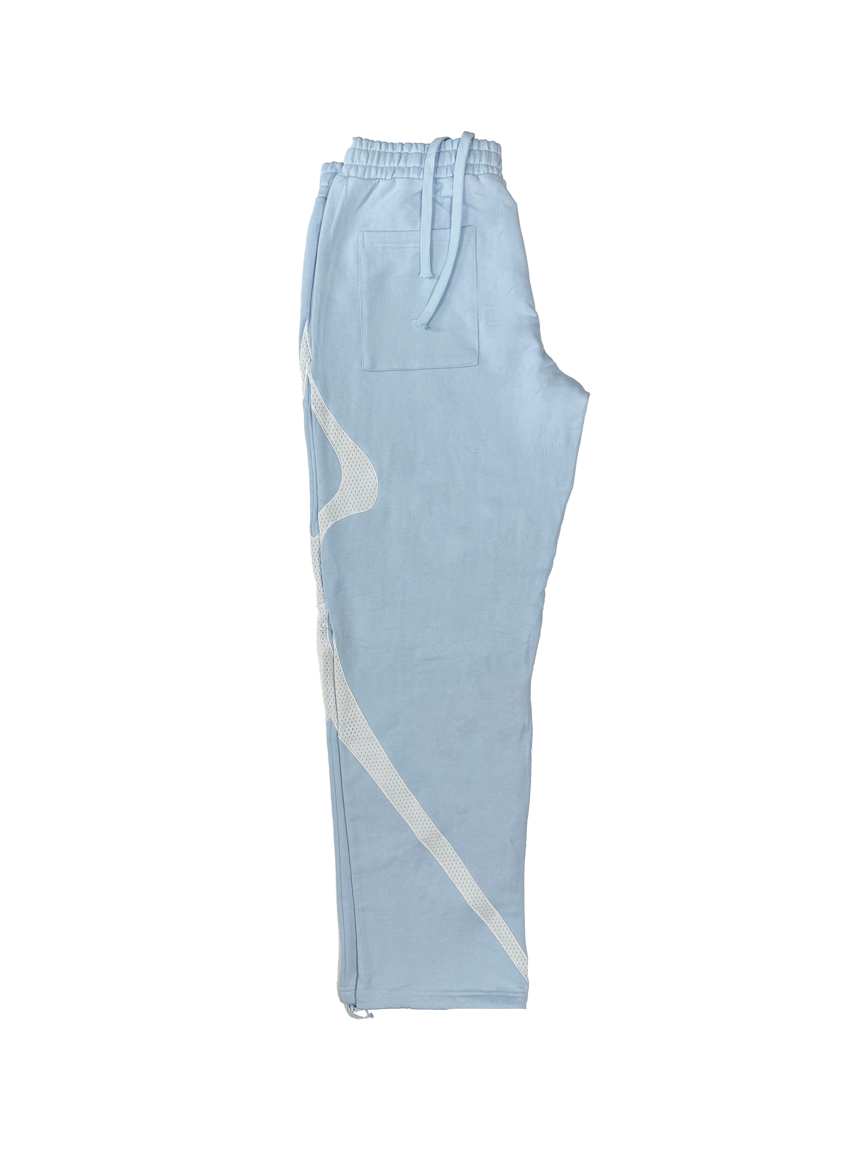 ICY Blue JERSEY Pants - side viewing of design - TIMIDSOULS® premium streetwear