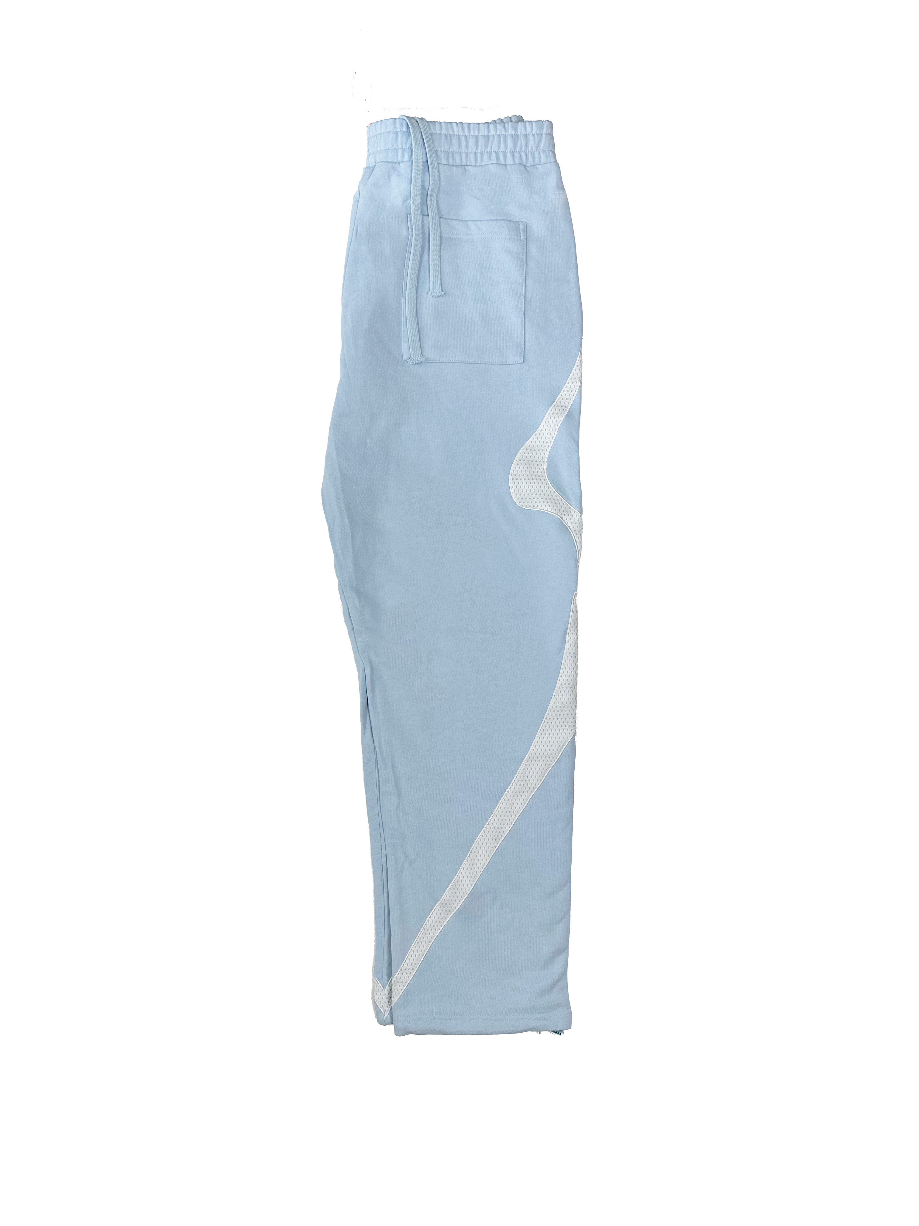 ICY Blue JERSEY Pants - side viewing of design - TIMIDSOULS® premium streetwear